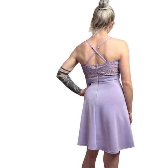 Women's Lavender Francesca's Lace Top Cross Strap Dress - Size Small - Picture 9 of 11